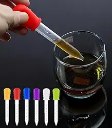 6 conta-gotas de líquido de 5 ml com marca de medidas - conta-gotas de transferência de pipetas de silicone e plástico com ponta de lâmpada para doces, óleo de cozinha, fabricação de gomas - Pipeta de