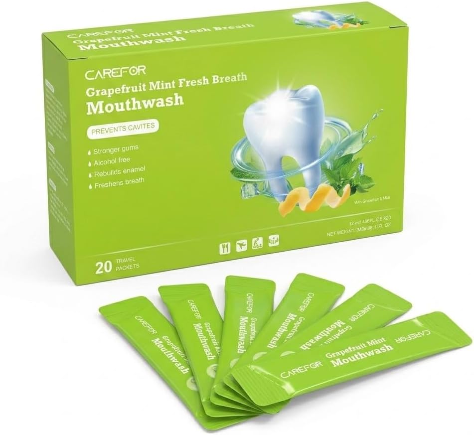 Travel Mouthwash Mini Portable On-The-Go for Freshing Breath 20 Packets — 사진 1
