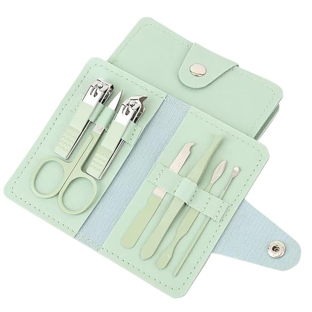 7 -Piece Manicure Pedicure Kit with Portable PU Leather Case Stainless Steel Nail Care Tools Set for Home