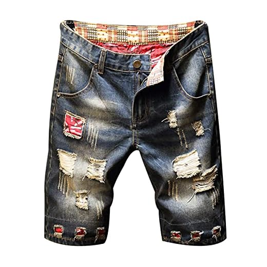Herr Jeans Ripped Shorts Sommar Casual Vintage Slim Fit Denim Shorts Herrkläder