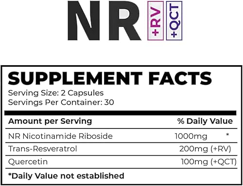 Miniatura 2 de NAD+ 1000 mg de triple acción nicotinamida ribósido (NR), trans-resveratrol 200 mg, quercetina 100 mg - Suplemento NMN alternativa para