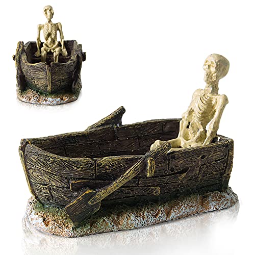 FEDOUR Aquarium Ornaments, Aquarium Mini Skull Skeleton/Aquarium Mini Castle/Aquarium Hippon Cave/Aquarium Rock Stone Cave Decoration, Fish Tank Decoration Landscape Hiding House (Mini Skull Skeleton)