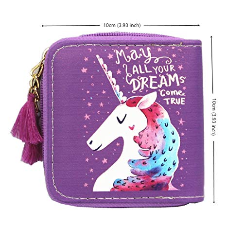 timlee Cute Rainbow Unicorn Design Short Wallets Purple Unicorn Wallet for Girls Wallet For Women Girls Christmas Gift (Unicorn Purple A)2