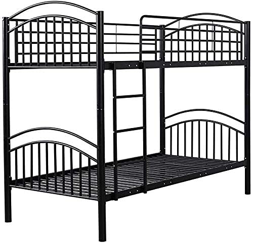 Image of 3Ft Single Metal Bunk Bed Frame, 2-Storey 2 Sleepers Bed Frame Bunk Bed Bedroom Dorm Apartment For Adults Children Teenagers Twins(Black)(Glossy)