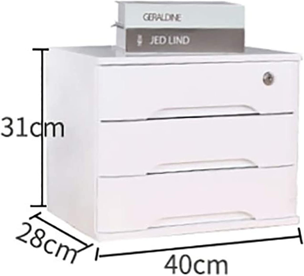 Data File Cabinet Office Desktop Storage Box, 3 Layers of Lockable Drawer Shelf Data Rack, Can Store A4 Paper, Magazines, Documents (Color : B, Size : 40×28×31cm)