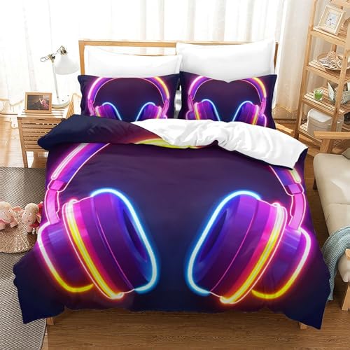 Housse de couette hypoallergénique casque d'écoute déco lit king size - 2