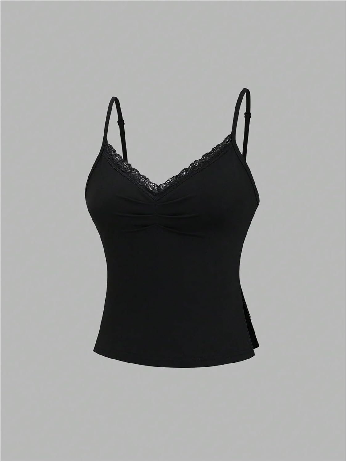 WDIRARA Women's 2 Pack Camisole Tops Lace Trim V Neck Split Side Cami Top - Image 6