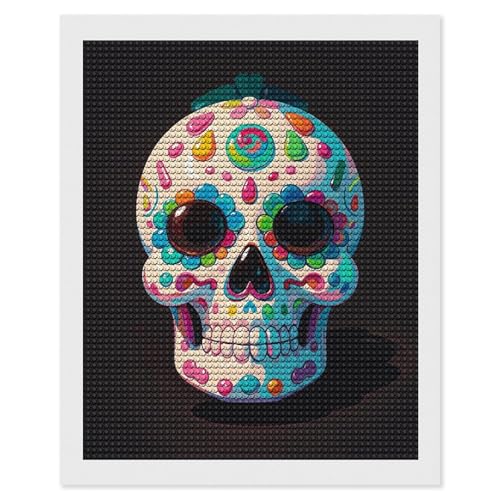 Peinture diamant tête de mort 5D - Kit broderie strass rond adulte et loisir créatif
