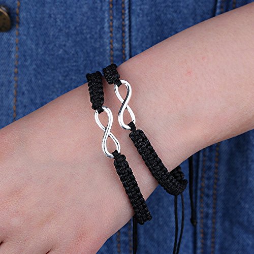 Image of COLORFUL BLING 2Pcs Infinity Distance Couple Braided Handcrafted Luck Bracelet Bangle Adjustable Rope His and Hers Wristband Wrist Jewelry