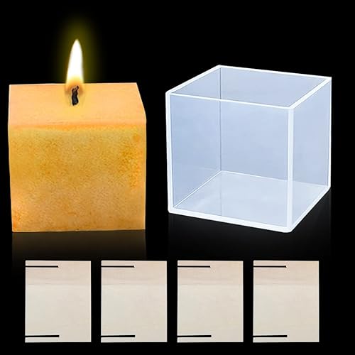 Miniatura 9 de FineInno Molde de resina de cubo transparente de 3.35 pulgadas con marco de madera, molde grande de silicona profunda, molde de fundición de epoxi