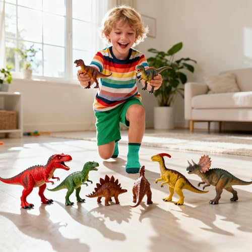 Image of 12 Pairs Boys Dinosaur Crew Socks, Toddler Novelty Socks Ages 1-7