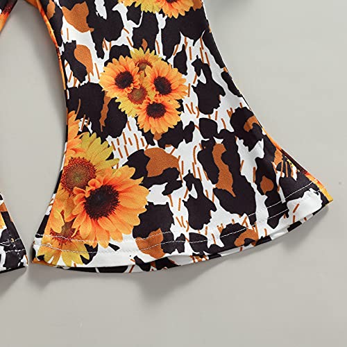 Mioliknya Newborn Baby Girl Clothes Sets Ribbed Ruffle Long Sleeve Romper Top Flare Pants Headband Fall 3Pcs Outfit (Khaki, 0-3 Months) #TOP5