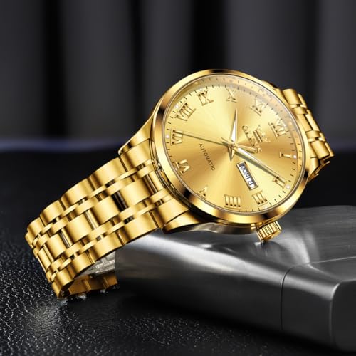 Image of OLEVS Automatic Mens Watches Self Winding Mechanical Business Luxury Dress Wrist Watch Stainless Steel Waterproof Luminous Day Date