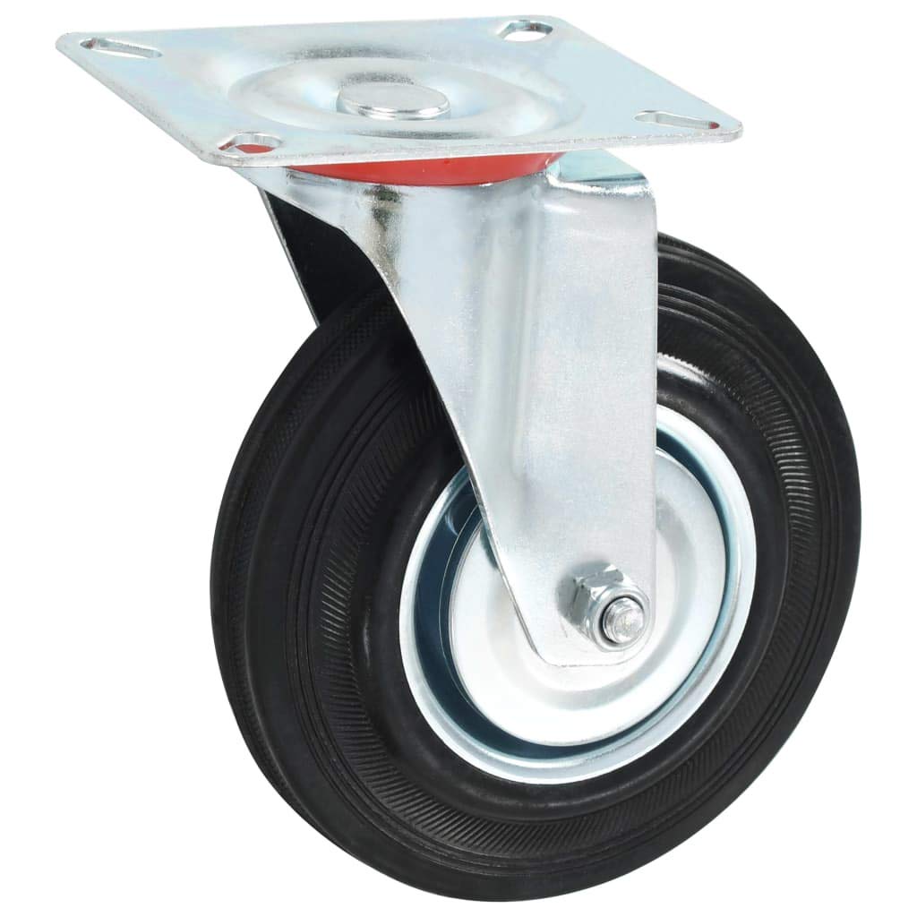 Lenkrollen 4 Stk 125 mm Gummi Eisen Zinkbeschichtung mit Doppelbremsen für Werkstatt Transportwagen Sackkarre Hubwagen Materialtransport Industrie Garage