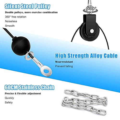 XonyiCos Fitness Cable Pulley System, Gym LAT and Lift Pulldown Machine Attachments, Home Workouts Equipments for Biceps Triceps Shoulder Arm Curl Forearm Muscle Strength Exercise