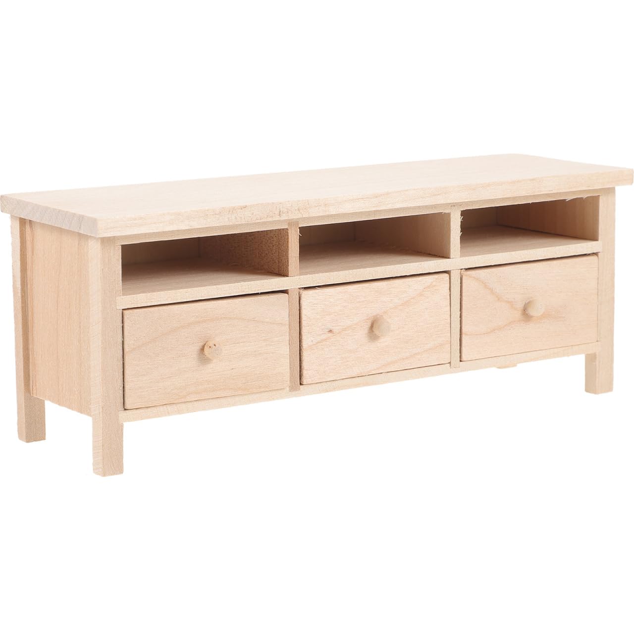 Toyvian Wooden Miniature Drawer Tv Cabinet Dollhouse Furniture Compact Mini Decor Realistic Mini Tv Stand for Doll House Accessories