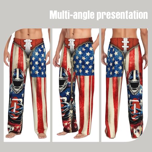 American Football Mens Pajama Pants for Men American Flag Football Men\'s Pajama Bottoms for Men Ultra Lightweight Pjs Bottoms Sleepwear Bottom Sleep Lounge Pants with Pocket Drawstring XX-Large