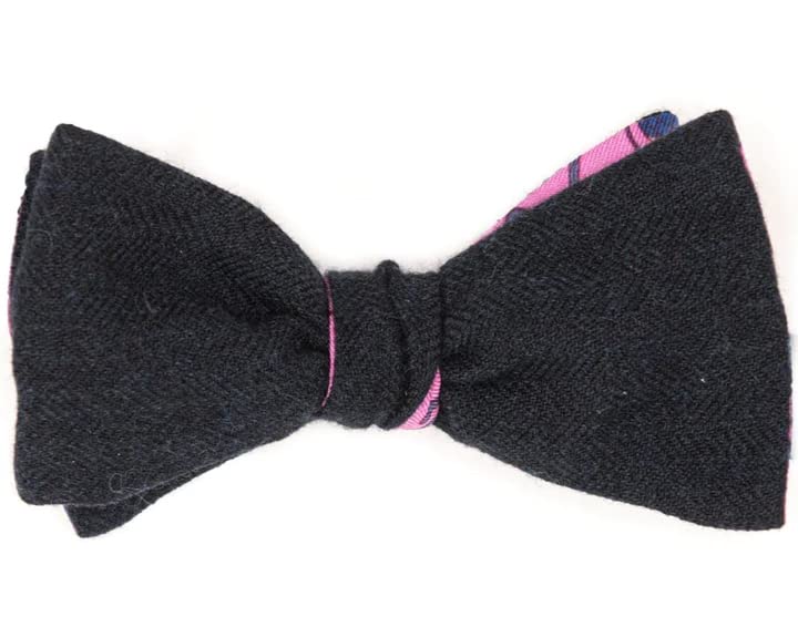 Papillon à nouer réversible bleu et rose avec face gris fantaisie