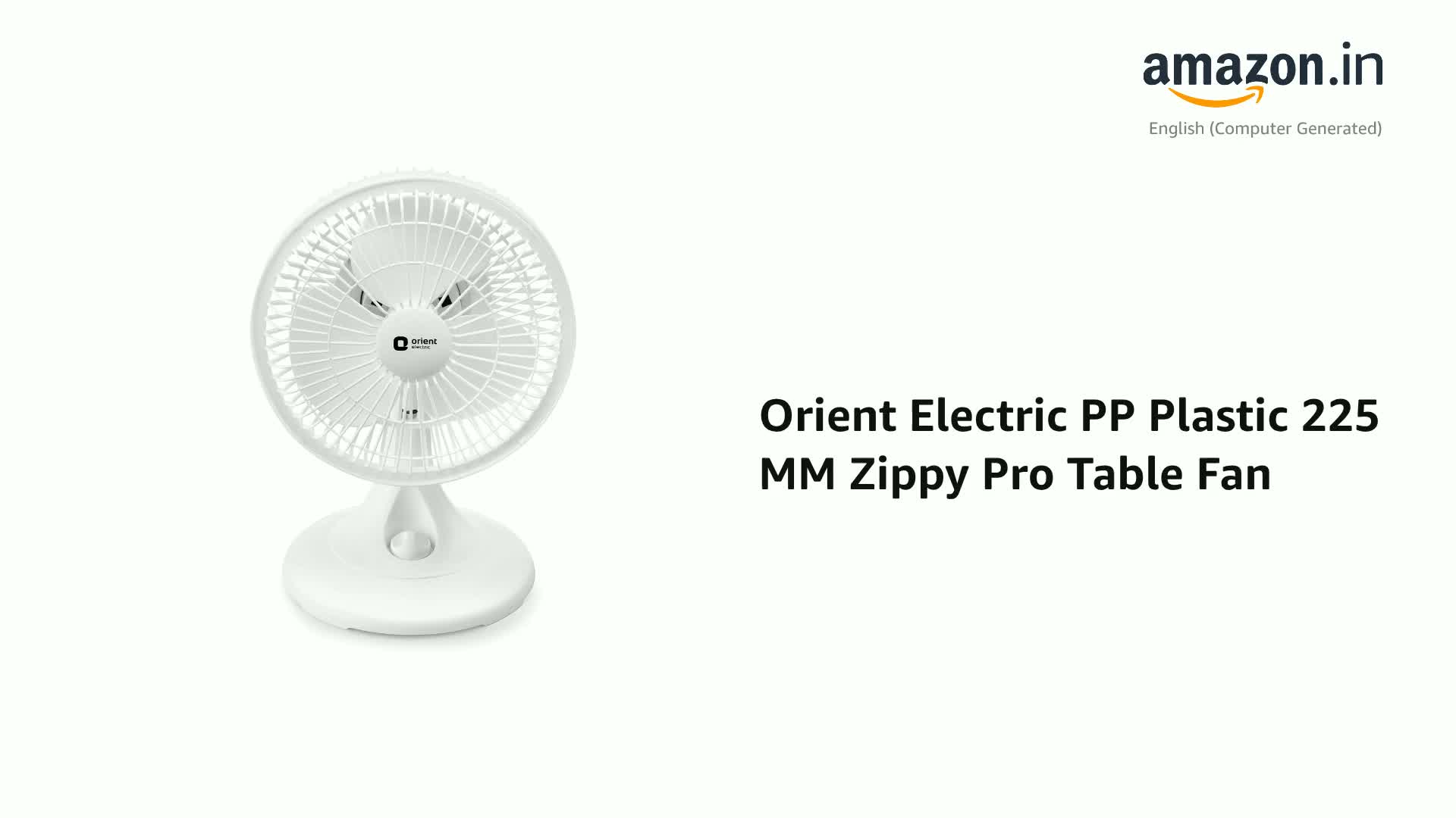 Buy Orient Electric PP Plastic 225 MM Zippy Pro Table Fan (White