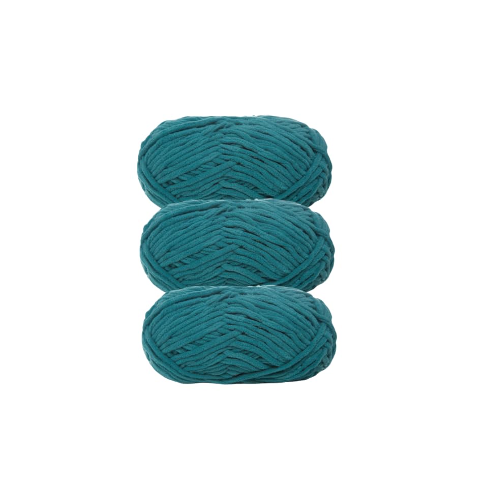 Soft Baby Wool for Knitting, 3 x 100g, Super Soft Velvet Chenille Yarn, Fluffy Soft Wool, Crochet Yarn for DIY Knitting Projects (27 Dark Teal) โ image 1