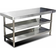 FORRTY Stainless Steel Kitchen Prep And Work Table Two/three-layer Choice,7cm Thickened Countertop,500Kg Strong Load-bearing Capacity L60/80/90/100/120cm23.6/31.5/35.4/39.4/47.2in3L,60X60X80CM23X2