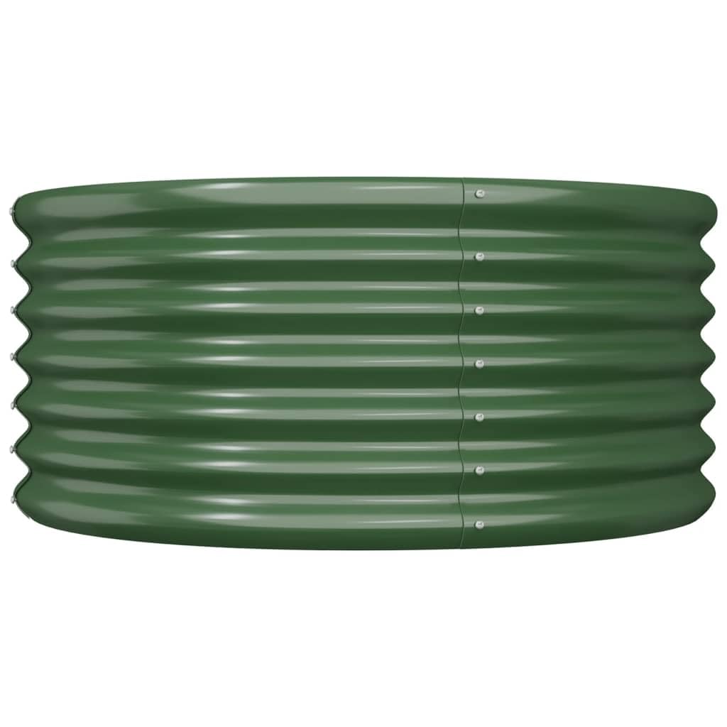 Fioriera rotonda verde, acciaio zincato, diametro 80 cm, altezza 36 cm, per esterni, aiuola rialzata, robusta