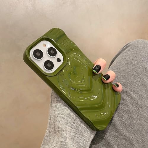 Coque silicone plissée cœur pour iPhone 15 14 13 Pro Max