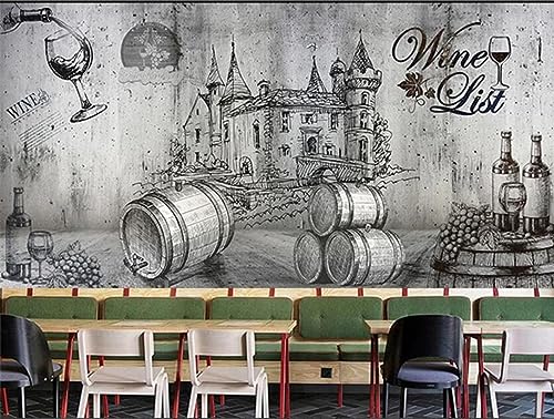 Fondos De Pantalla 3D Pared De Fondopapel Pintado A Mano Con Tema De Vino, Fondos De Pantalla 3D, Bodega De Vino, Finca De Uva, Sala De Vino, Decoración Industrial, Papel De Pared 3D-140Cmx100Cm