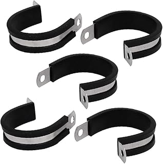 Soporte de manguera de cable 32 mm de diámetro Destacados EPDM Forrado de caucho Eficacia confiable P Clips Cable Manguera Tubería Abrazaderas Soporte 5 piezas (Color: Múltiples colores) (Color: Negro