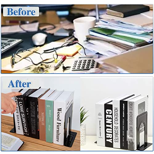 30 pcs metal book ends for shelves heavy duty bookends for office home kitchen decorative nonskid book ends to hold heavy books black 65 x 5 x 57 in 15 pairs