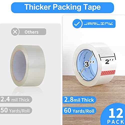 Image of JARLINK 18 Rolls Clear Packing Tape, Heavy Duty Packaging Tape (Pack of 2)