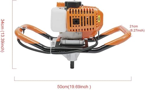Miniatura 7 de Excavadora de agujeros de poste de gas de 1900 W con taladro de tierra de motor de gasolina de 2 tiempos de 52 CC con varilla de extensión y 3