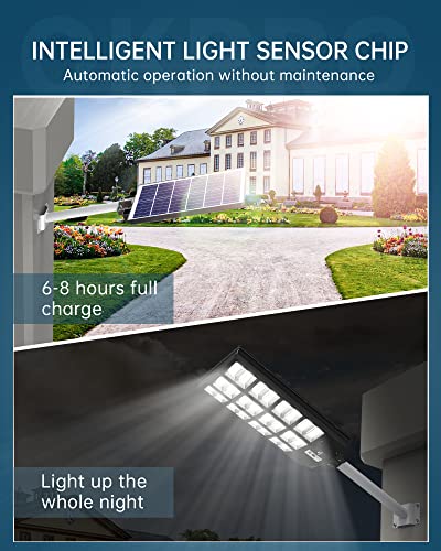 Okpro Solar Street Lights Outdoor - 1200W Solar Parking Lot Lights, 7000K Led Solar Lights, Dusk To Dawn, Motion Sensor, Commercial Grade #TOP4