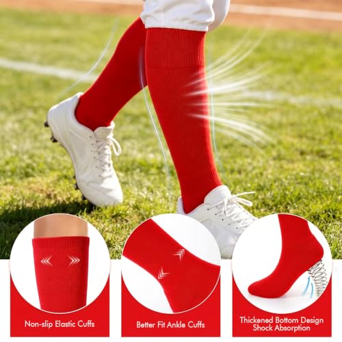 Image of WHIPPY Baseball Socks and Belt Combo Set Knee-High Softball Socks & Adjustable Elastic Belt for Kids Youth Adult