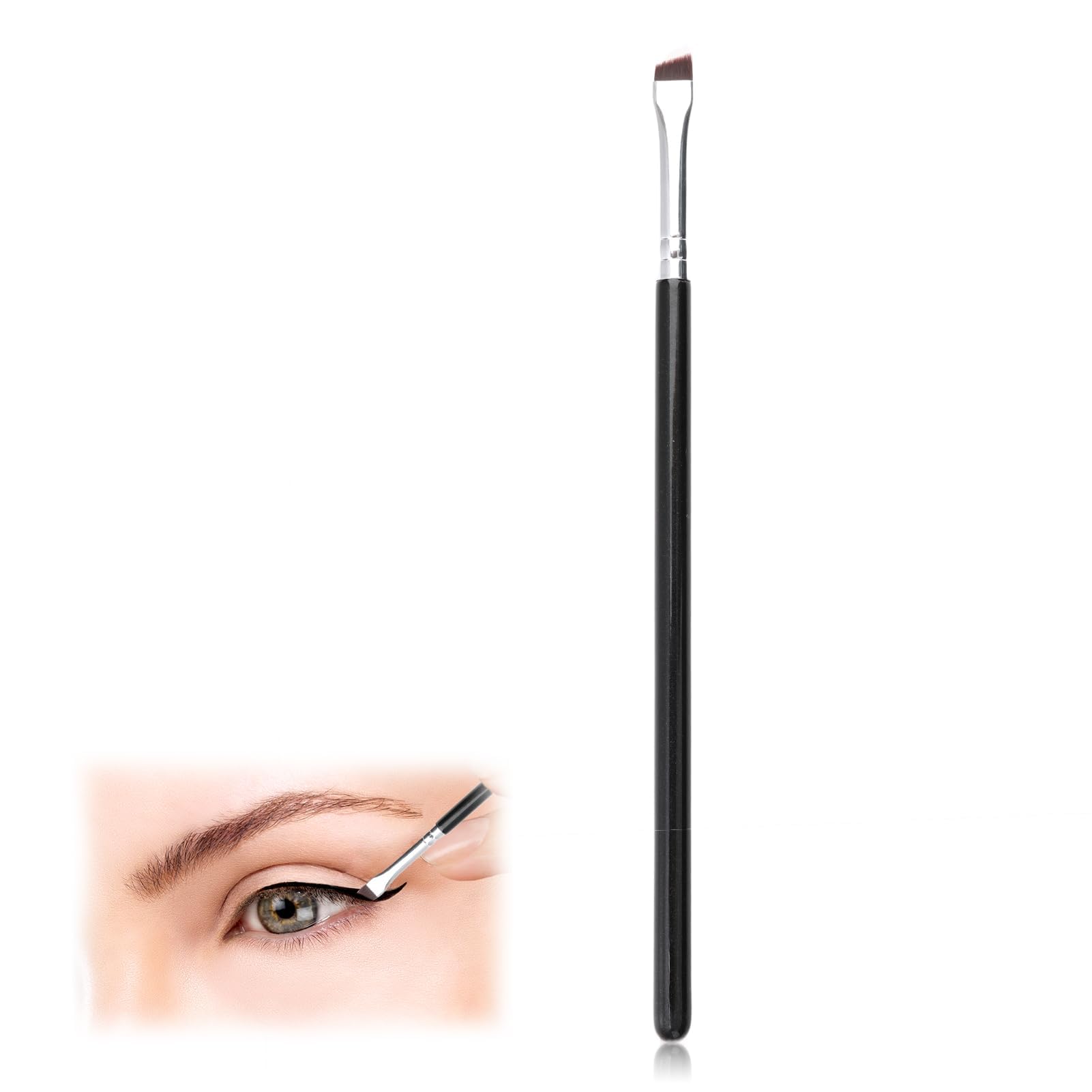 Pincel Para Delinear Los Ojos en áNgulo Fino Pincel de PrecisióN, Cerdas SintéTicas Ultra Delgadas, Ideal Para Delineado de Ojos en Gel, Mango ErgonóMico, Negro