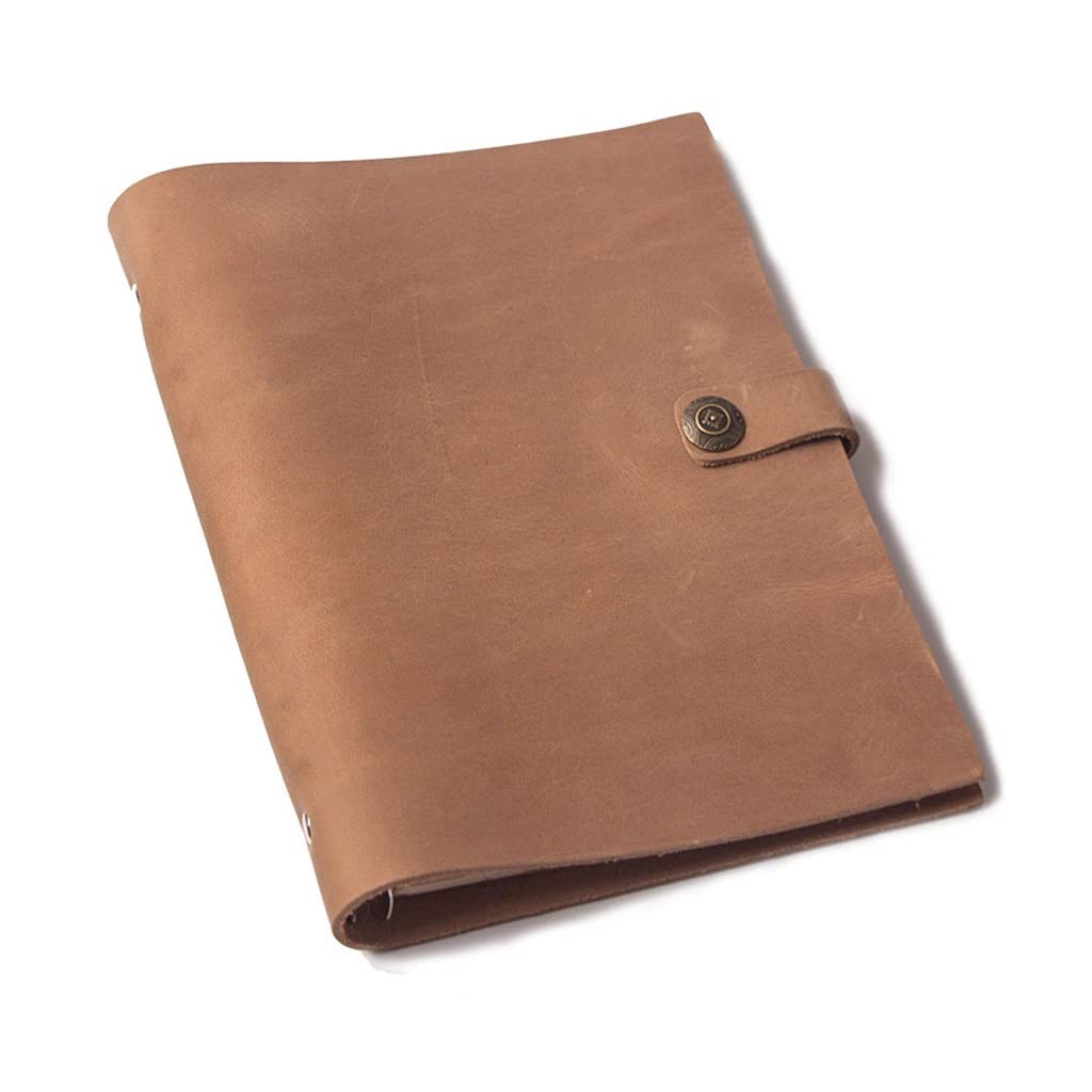 BmxauZ Taccuino in pelle formato A5 - Agenda personale in elegante grigio, nero e marrone per le tue avventure di viaggio e schizzi creativiBA5 16x23 cm