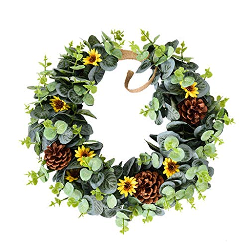 Couronne de Noël pour porte d'entrée et fleurs artificielles d'été C