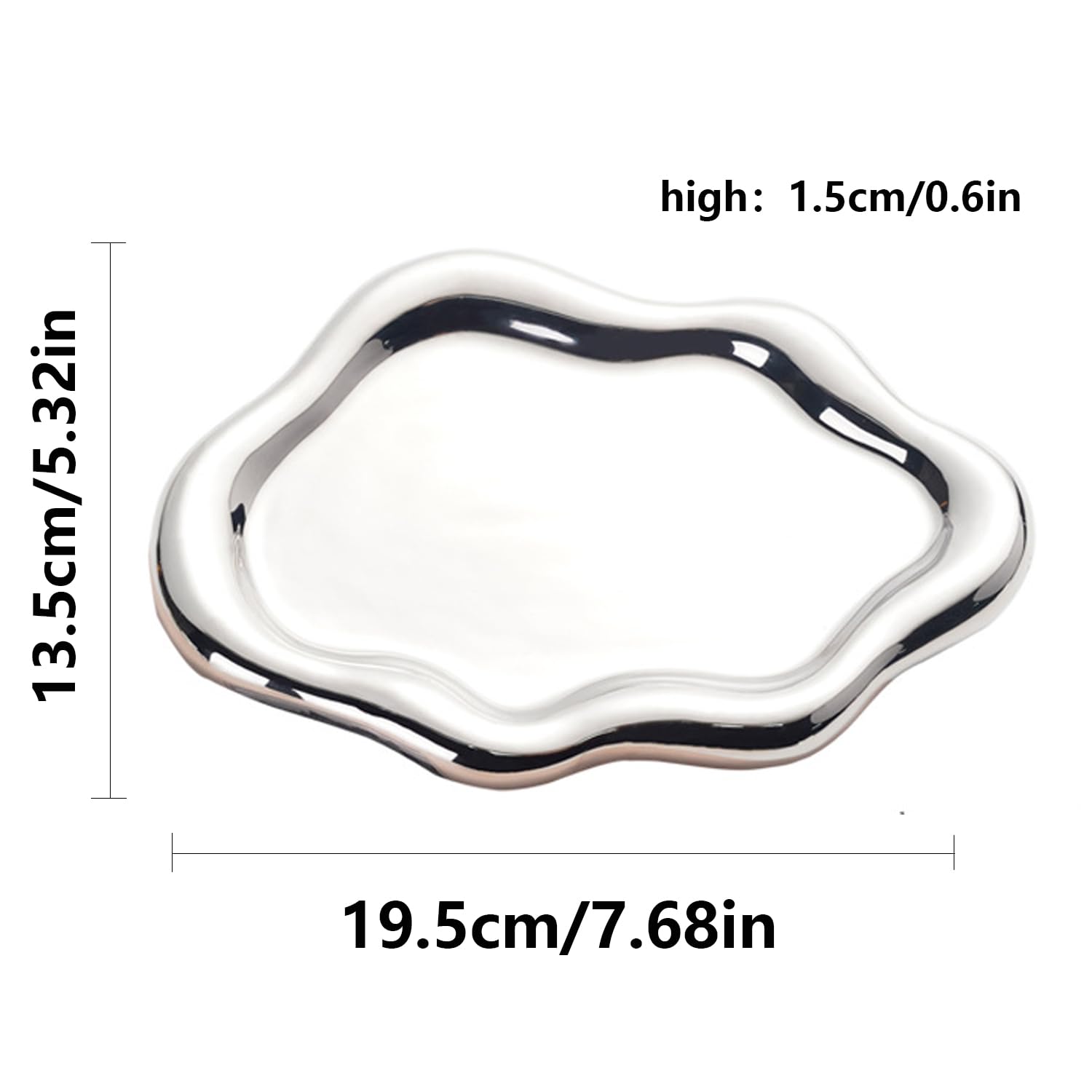 Keramik Schmuckschale, Ringhalter, Deko Tablett, Schlüsselablage, Ohrringe, Halsketten Schmuckschale Silber Tablett Schminktisch Geburtstagsgeschenk für Frauen(Silber)