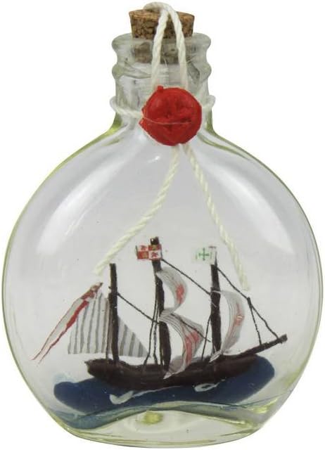 Handcrafted Nautical Decor Santa Maria Model Ship in a Glass Bottle 4" - Ship in a Bottle - Model Boat - N