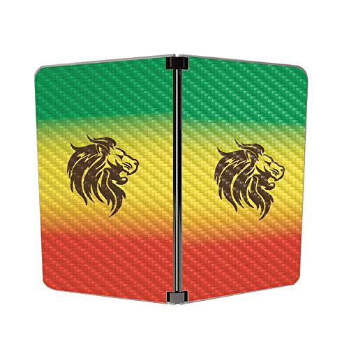 Image of MightySkins Carbon Fiber Skin for Microsoft Surface Duo - Rasta Lion | Protective, Durable Textured Carbon Fiber Finish | Easy to Apply, Remove, and Change Styles | Made in The USA