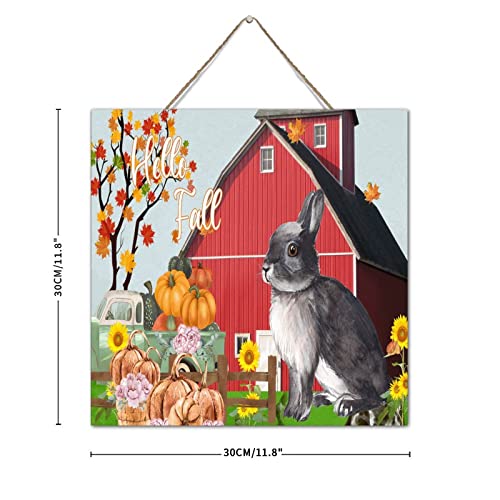 Panneau en bois Hello Fall citation Thanksgiving citrouille extérieur - 4