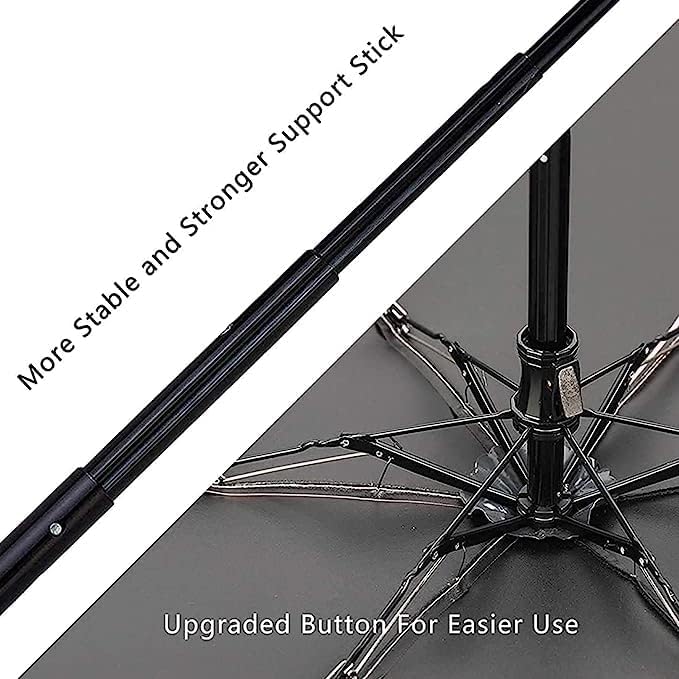 EXEMARTZ Black Umbrella | 3 Fold Umbrella Protection from Rain and Sun Rays for Girls/Boys | Round Handle | 1 pc, Solid 3 fold Windproof Umberalla 3