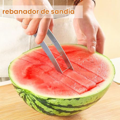 Miniatura 8 de Rosyfate Cortador De Sandía, Acero Inoxidable, Corta Melones En Cubos Pequeños, Cortador De Frutas Para Melón, Papaya, Fruta Del Dragón