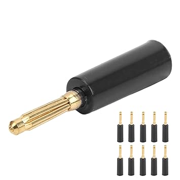 Jack Connector, 10Pcs/Set ABS+Brass 4mm Banana Plug Good Conductivity 7 Pin Short Circuit Proof Solderless for Video Receivers Amplifier Black