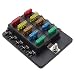 KKmoon Caja de Fusibles 10 Vias Portafusibles con Lampara de Alerta LED...