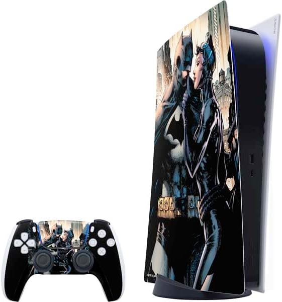 Skinit Decal Gaming Skin Compatible with PS5 Bundle - Officially Licensed DC Comics Batman Holding Batarang Art Design