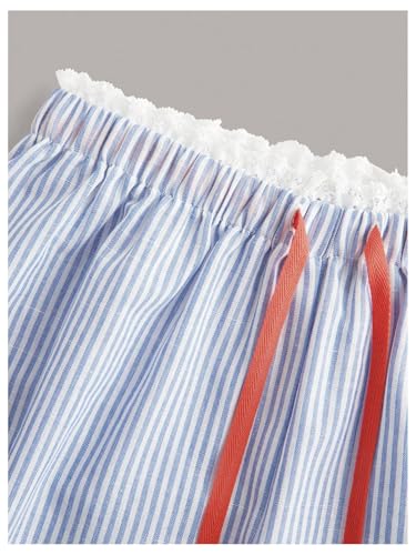 Verdusa Women's Lace Striped Pants Causal Workout Straight Leg Loose Trousers3