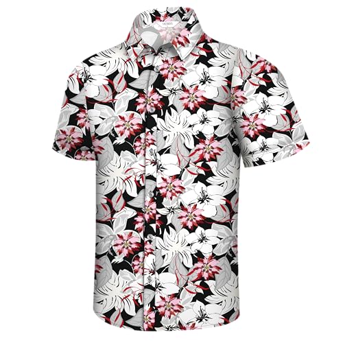 Image of Hawaiian Shirt for Men Tropical Shirts Summer Beach Button Down Short Sleeve Luau Aloha Floral Cruise Vacation Outfit 2026