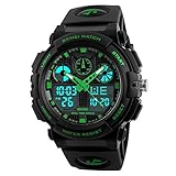 KXAITO Men's Watches Sports Outdoor Waterproof Military Wrist Watch Date Multi Function Tactics LED Alarm Stopwatch (1270_Green)