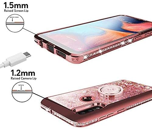 Miss Arts Case for Huawei P Smart 2019, Honor 10 Lite, [Silverback] Moving Liquid Holographic Glitter Case with Kickstand, Girls Women Bling Diamond Ring Cover for P Smart 2019/Honor 10 Lite -RoseGold